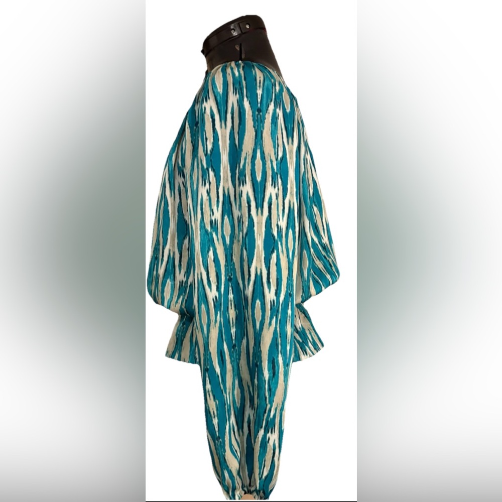 Michael Kors Aqua and White Patterned Blouse - Picture 4 of 5